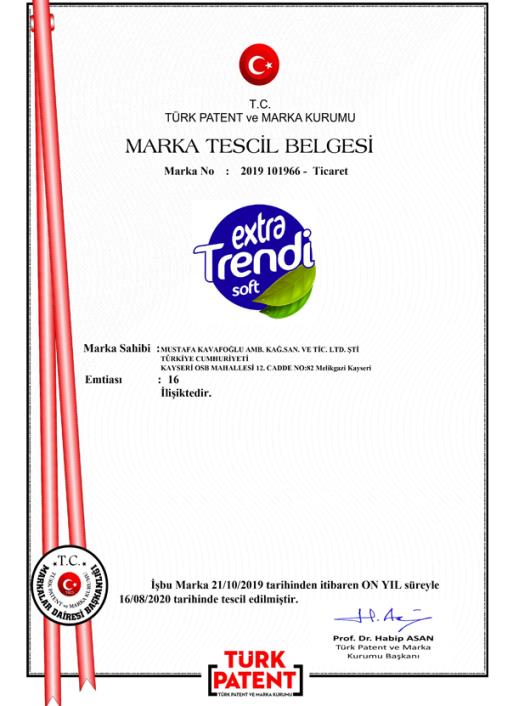 Extra Trendi Soft Marka Tescil Belgesi